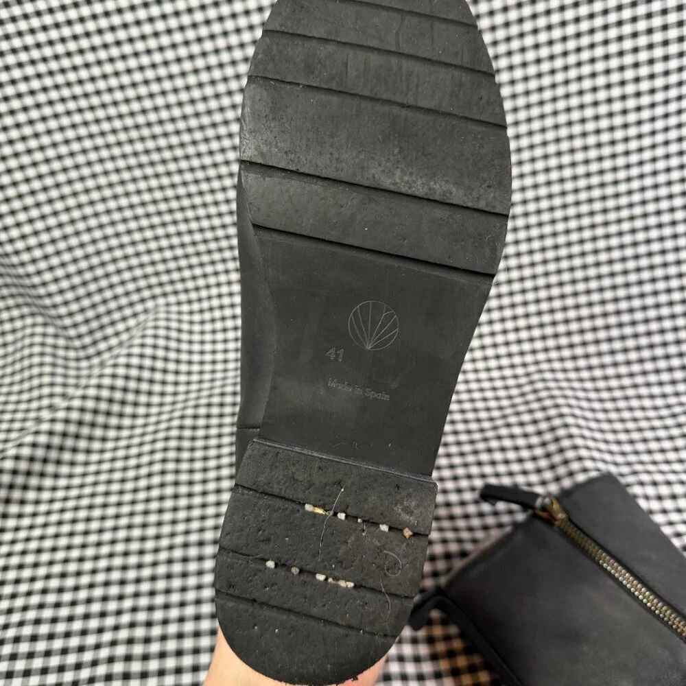 Coclico Lumin Shearling Boots Black Leather Zip Ankle Boots EU 41 Made in Spain